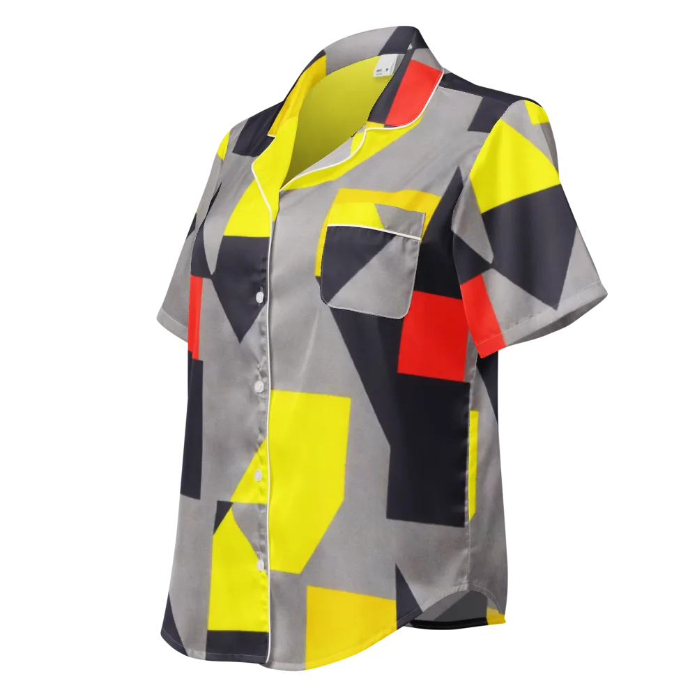 Signal Geometry on Women's Short Sleeve Pajama Top — Left Front