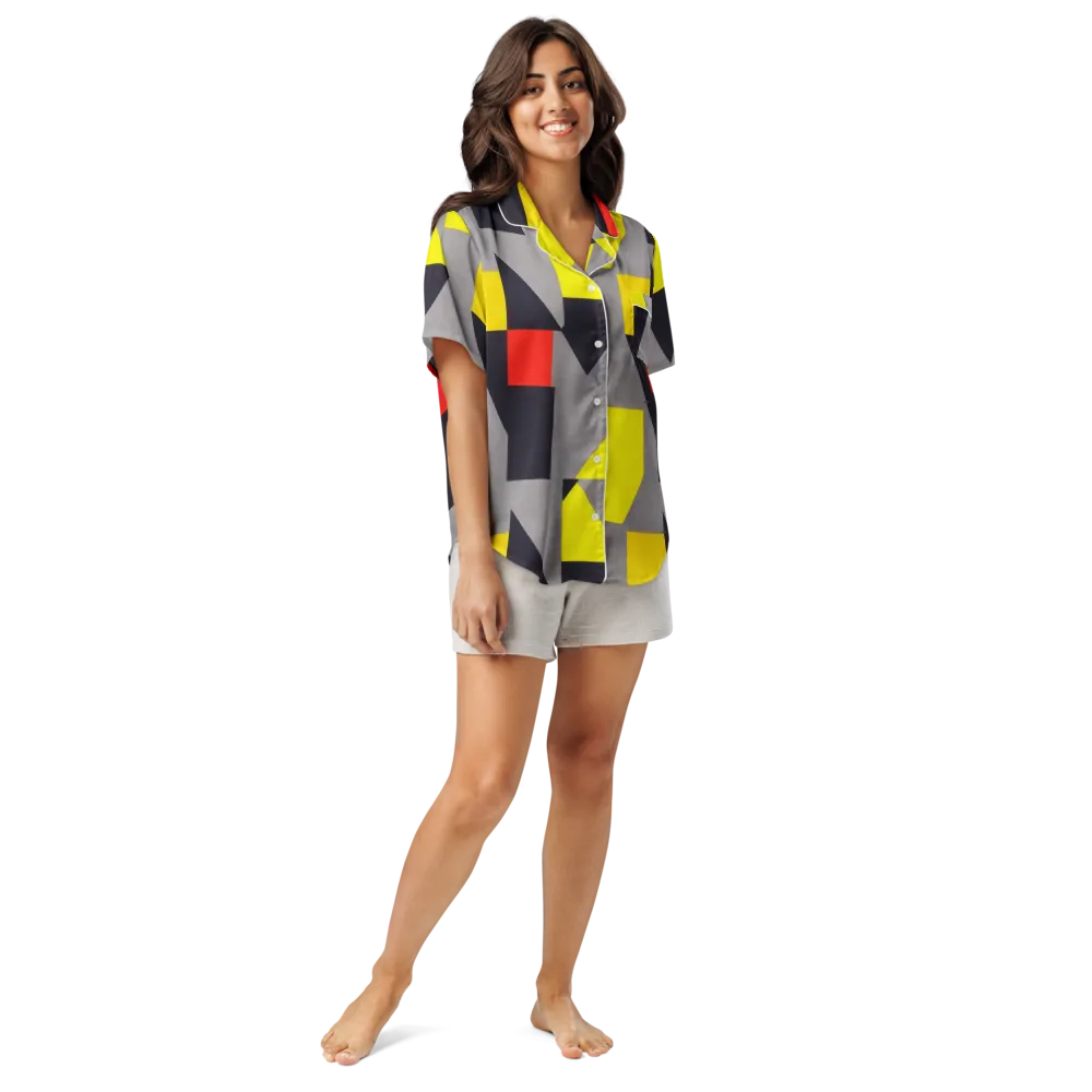 Signal Geometry on Women's Short Sleeve Pajama Top — Front