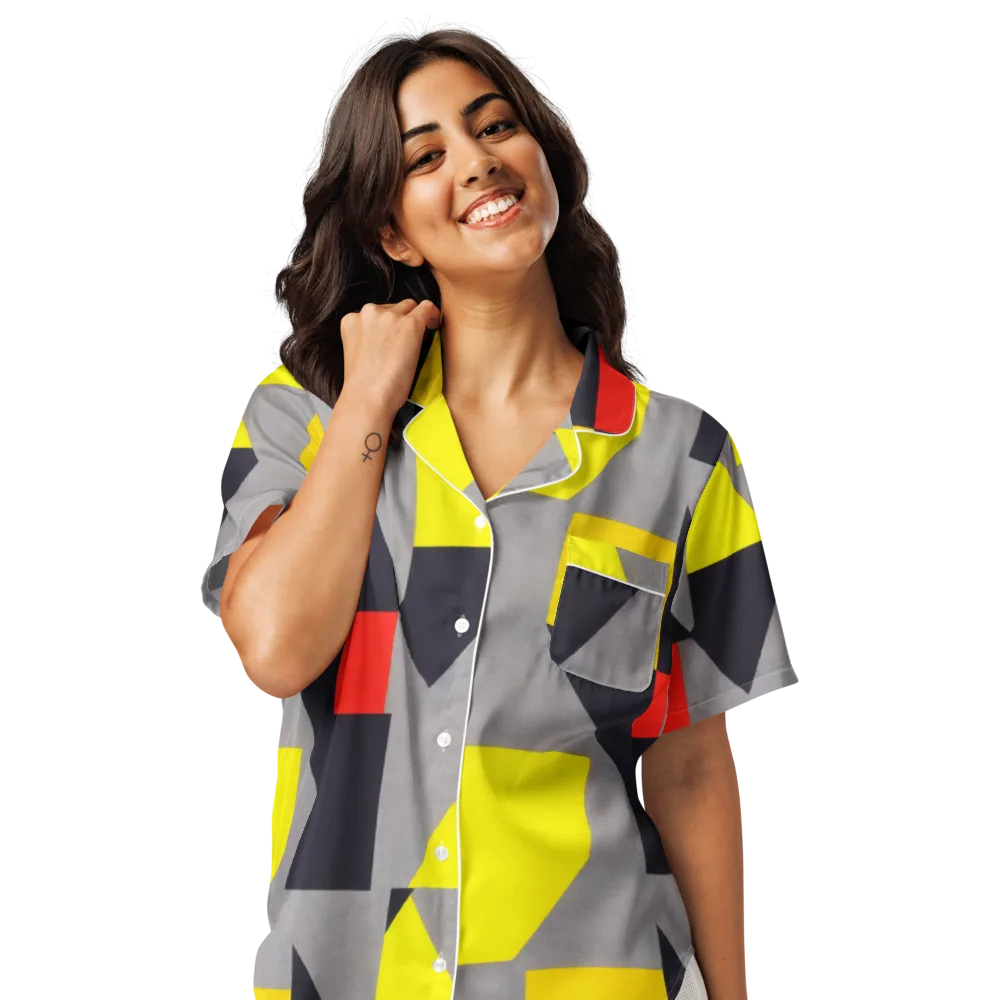 Signal Geometry on Women's Short Sleeve Pajama Top — Front
