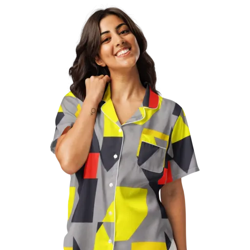 Signal Geometry on a Women's Short Sleeve Pajama Top
