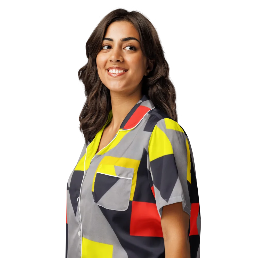 Signal Geometry on Women's Short Sleeve Pajama Top — Left Front