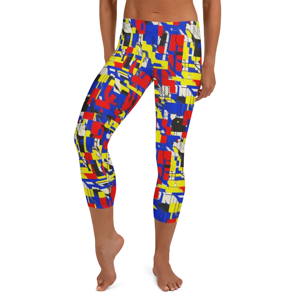 Electric Mondrian on Capri Leggings — Front