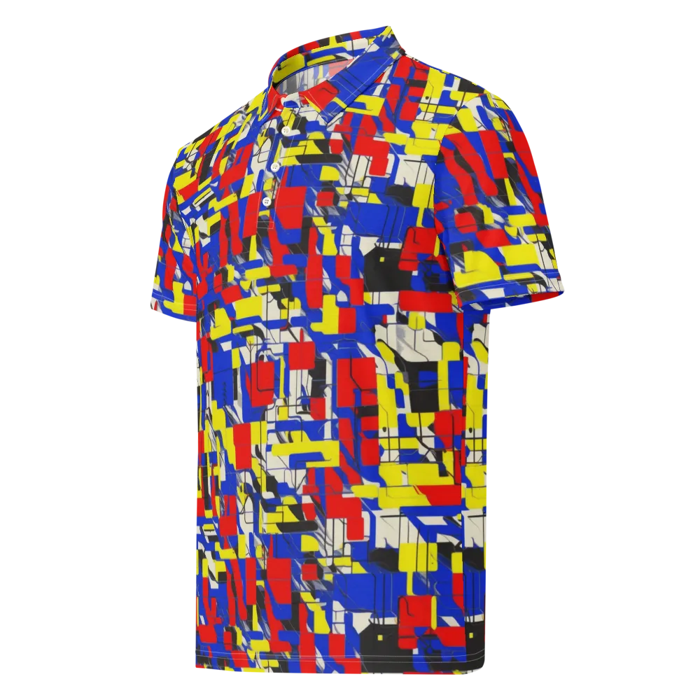 Electric Mondrian on Men's Slim Fit Polo Shirt — Left Front