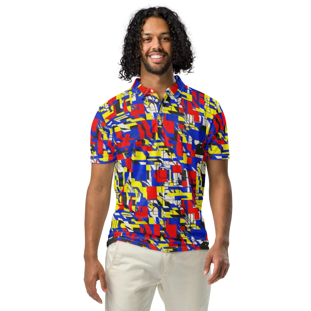 Electric Mondrian on Men's Slim Fit Polo Shirt — Front