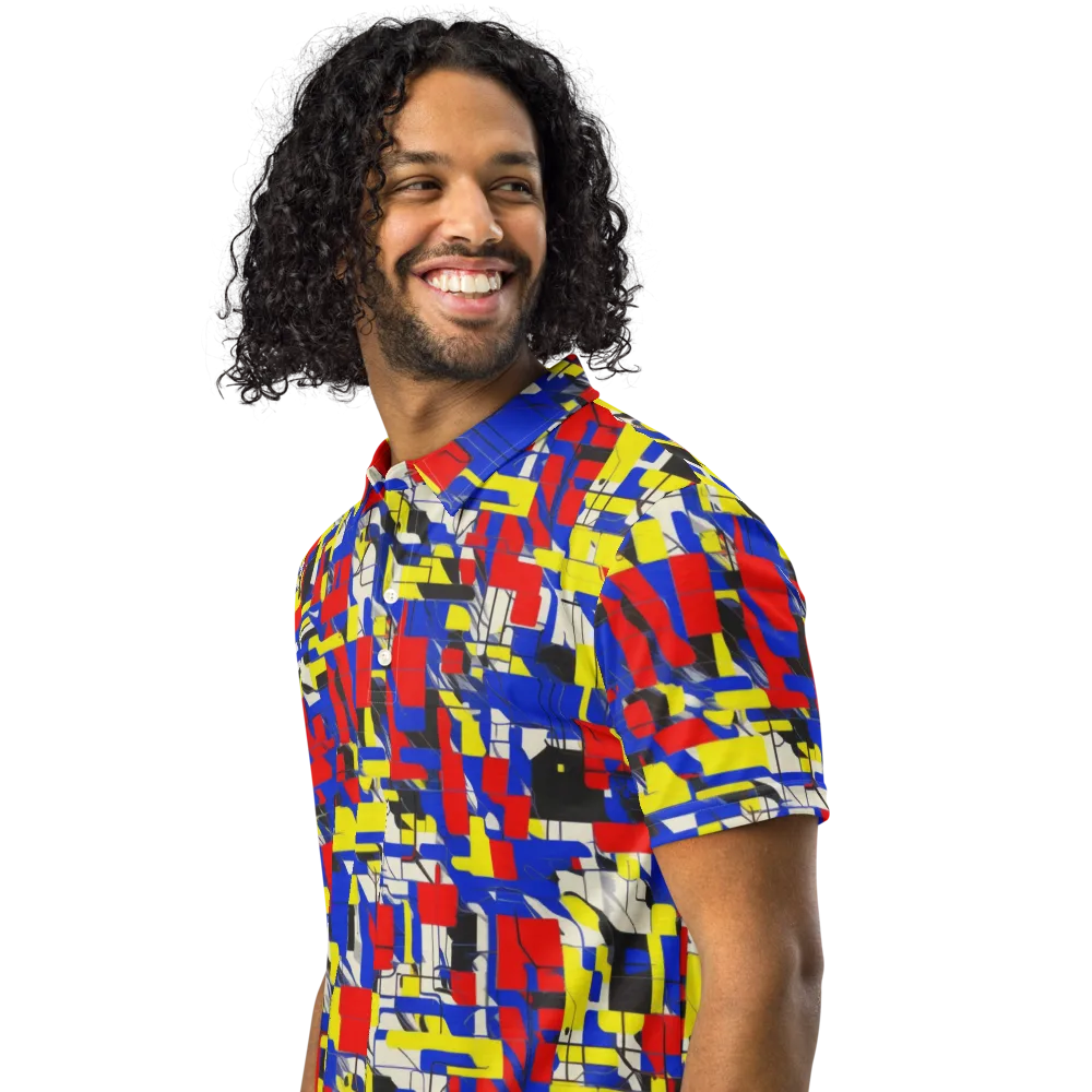 Electric Mondrian on Men's Slim Fit Polo Shirt — Left Front