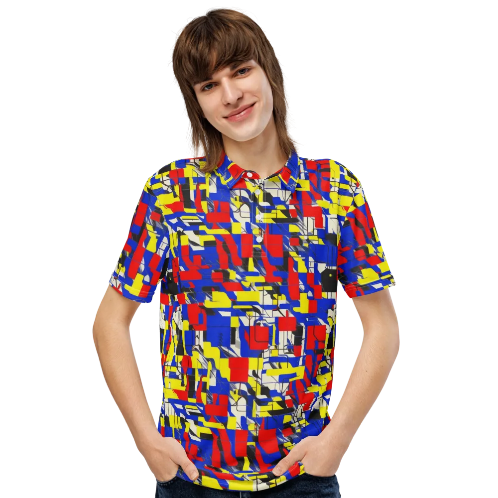 Electric Mondrian on Men's Slim Fit Polo Shirt — Front