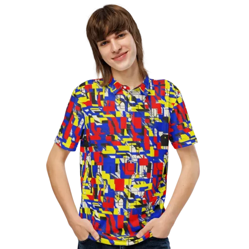 Electric Mondrian on a Men's Slim Fit Polo Shirt