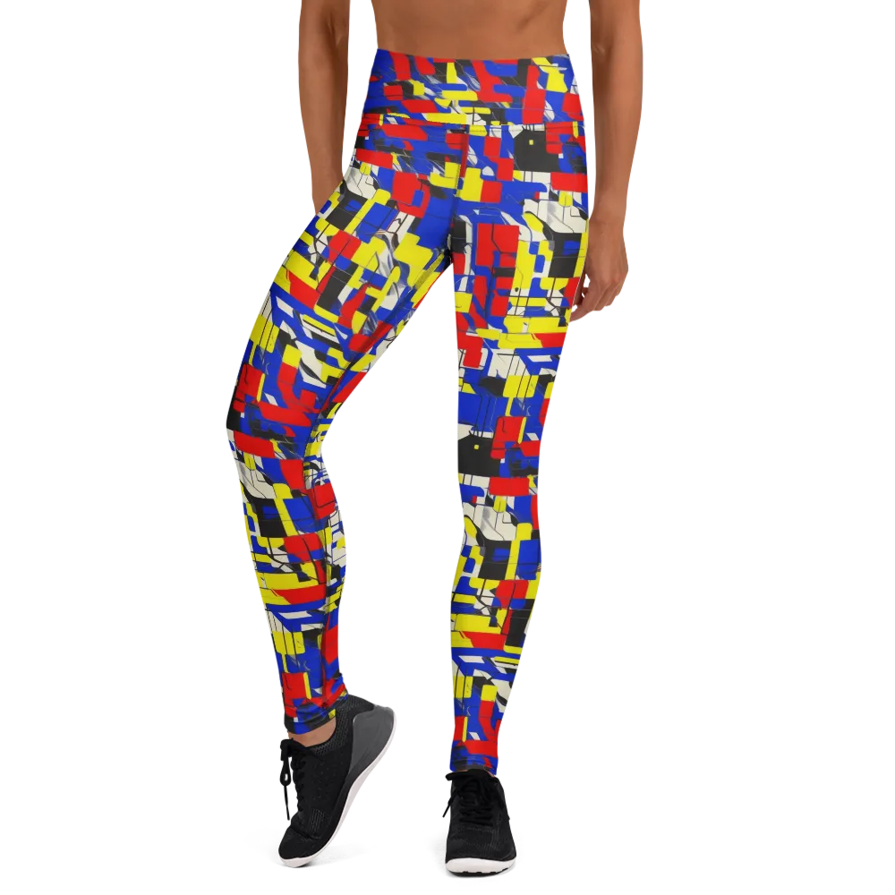 Electric Mondrian on Yoga Leggings — Front