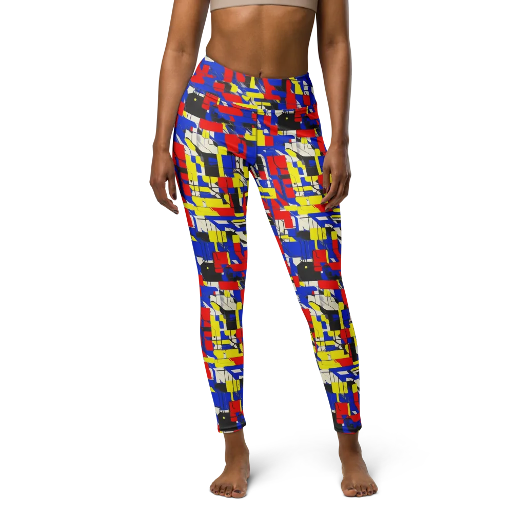 Electric Mondrian on Yoga Leggings — Front
