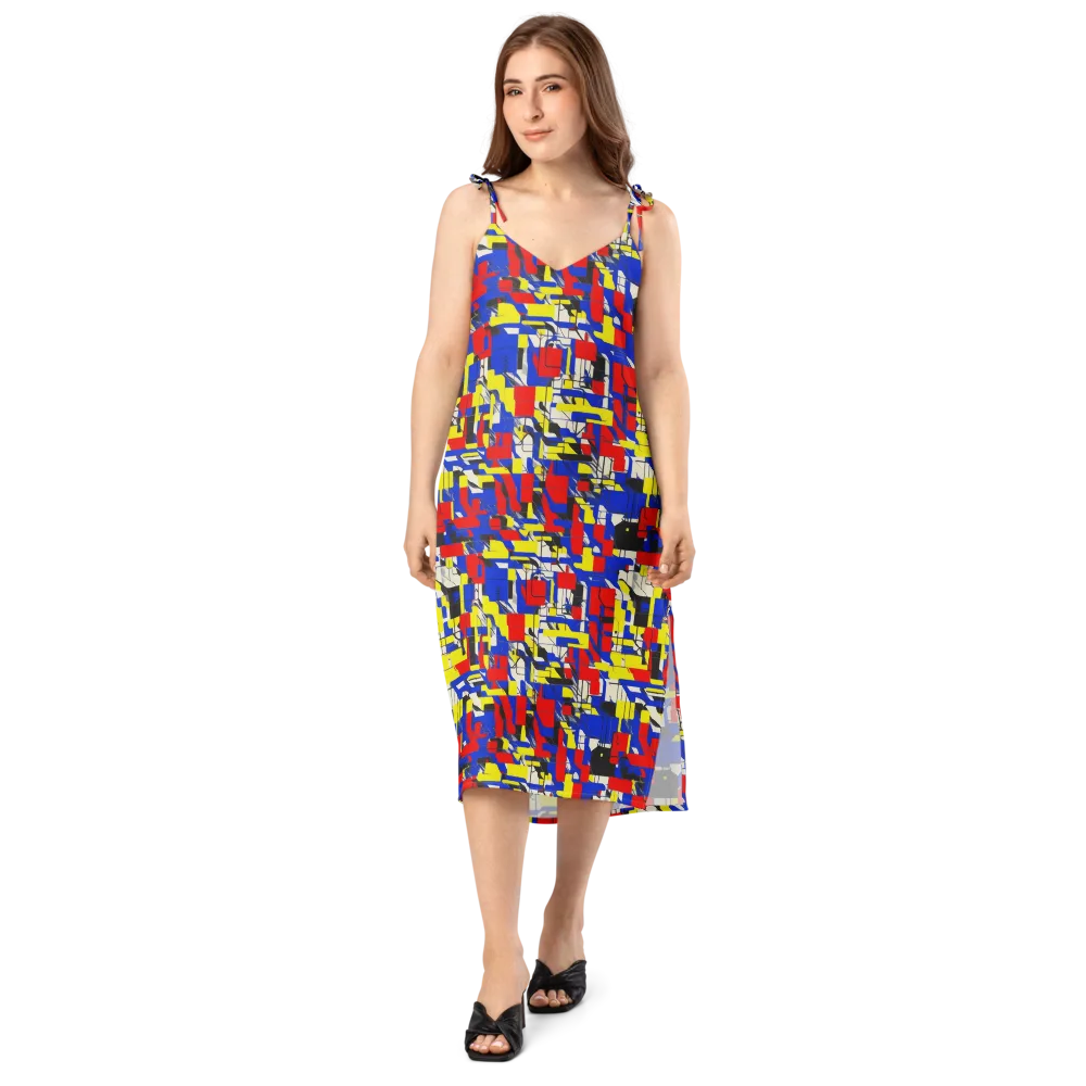 Electric Mondrian on Slip Dress — Front