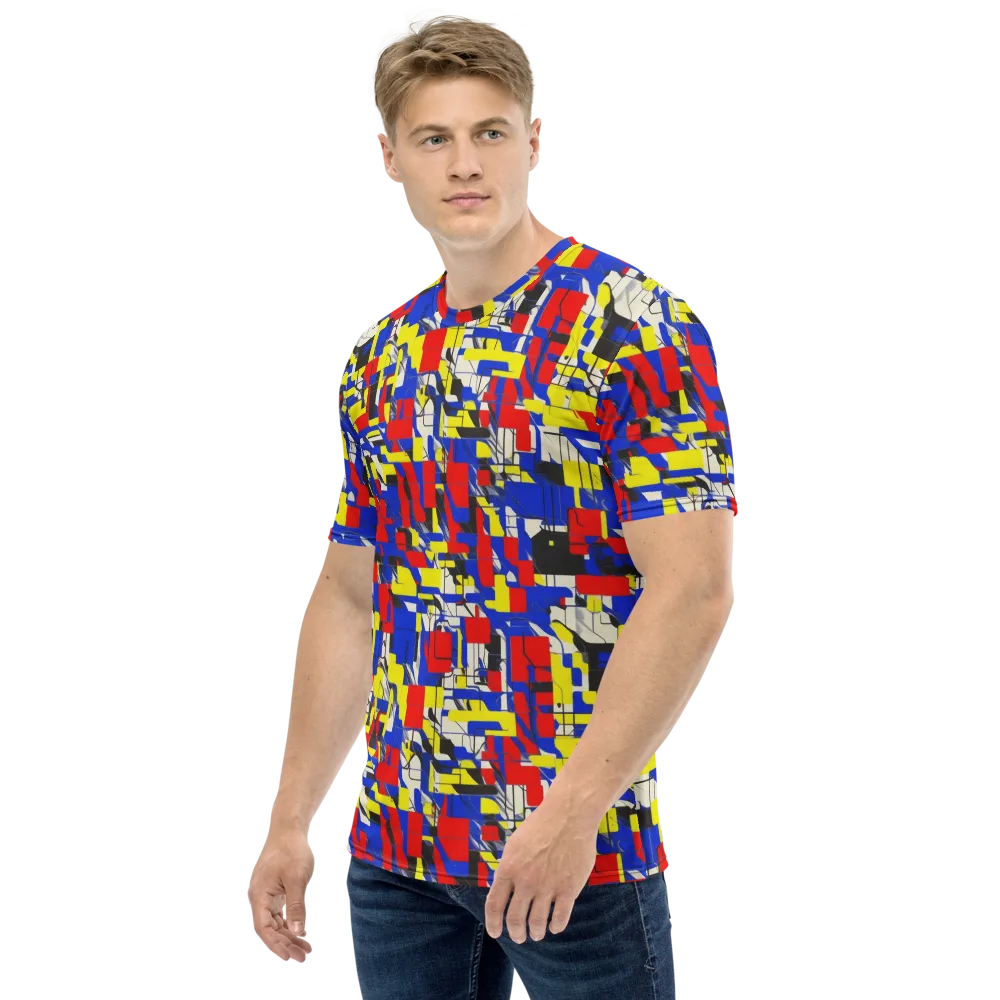 Electric Mondrian on Men's Crew Neck T-Shirt — Left