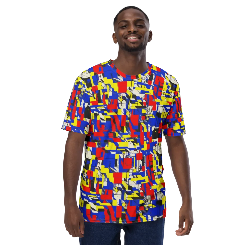 Electric Mondrian on Men's Crew Neck T-Shirt — Front