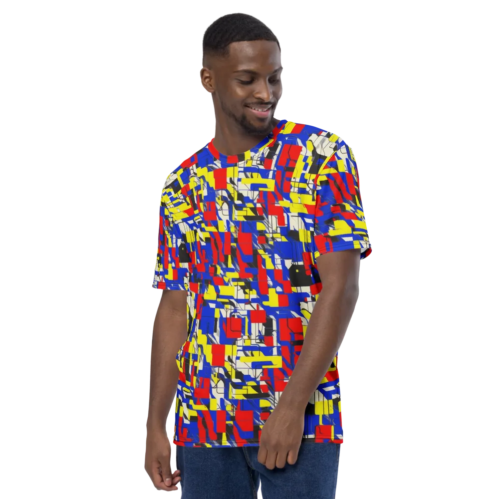 Electric Mondrian on Men's Crew Neck T-Shirt — Left