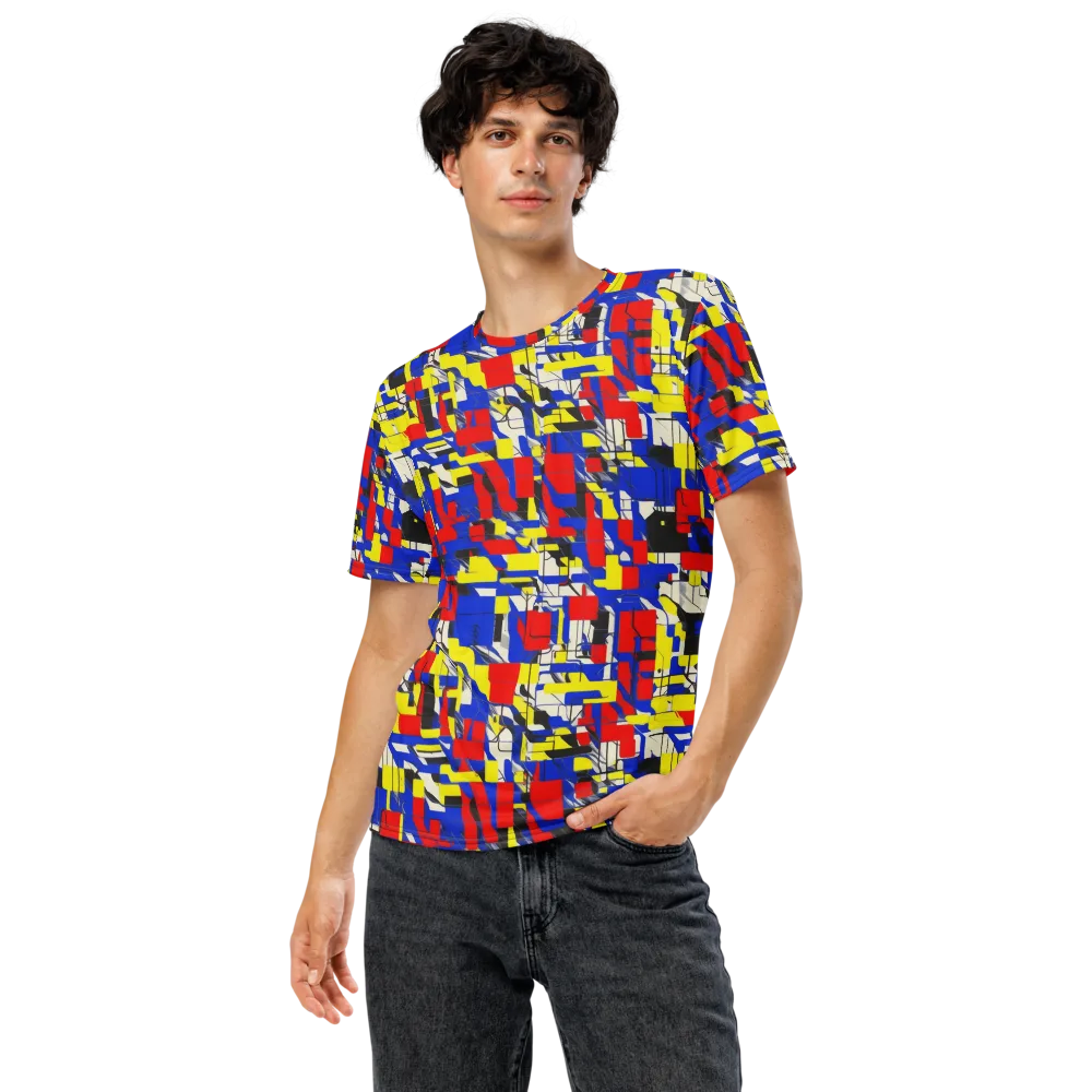 Electric Mondrian on Men's Crew Neck T-Shirt — Front