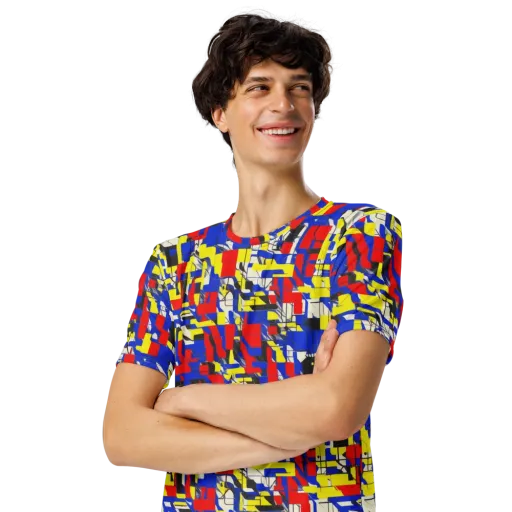 Electric Mondrian on a Men's Crew Neck T-Shirt