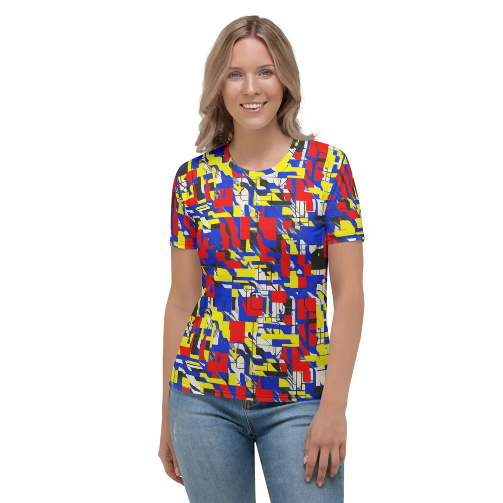 Electric Mondrian on Women's Crew Neck T-Shirt — Front