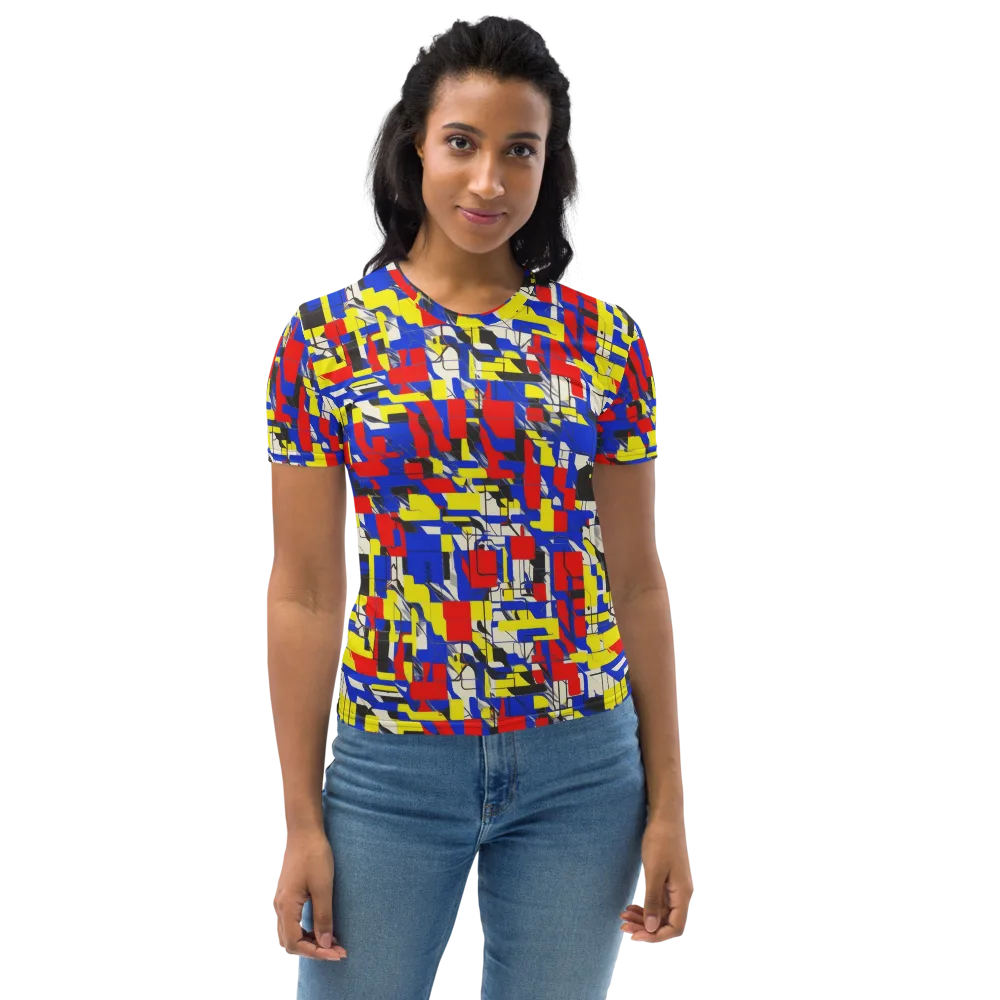 Electric Mondrian on Women's Crew Neck T-Shirt — Front