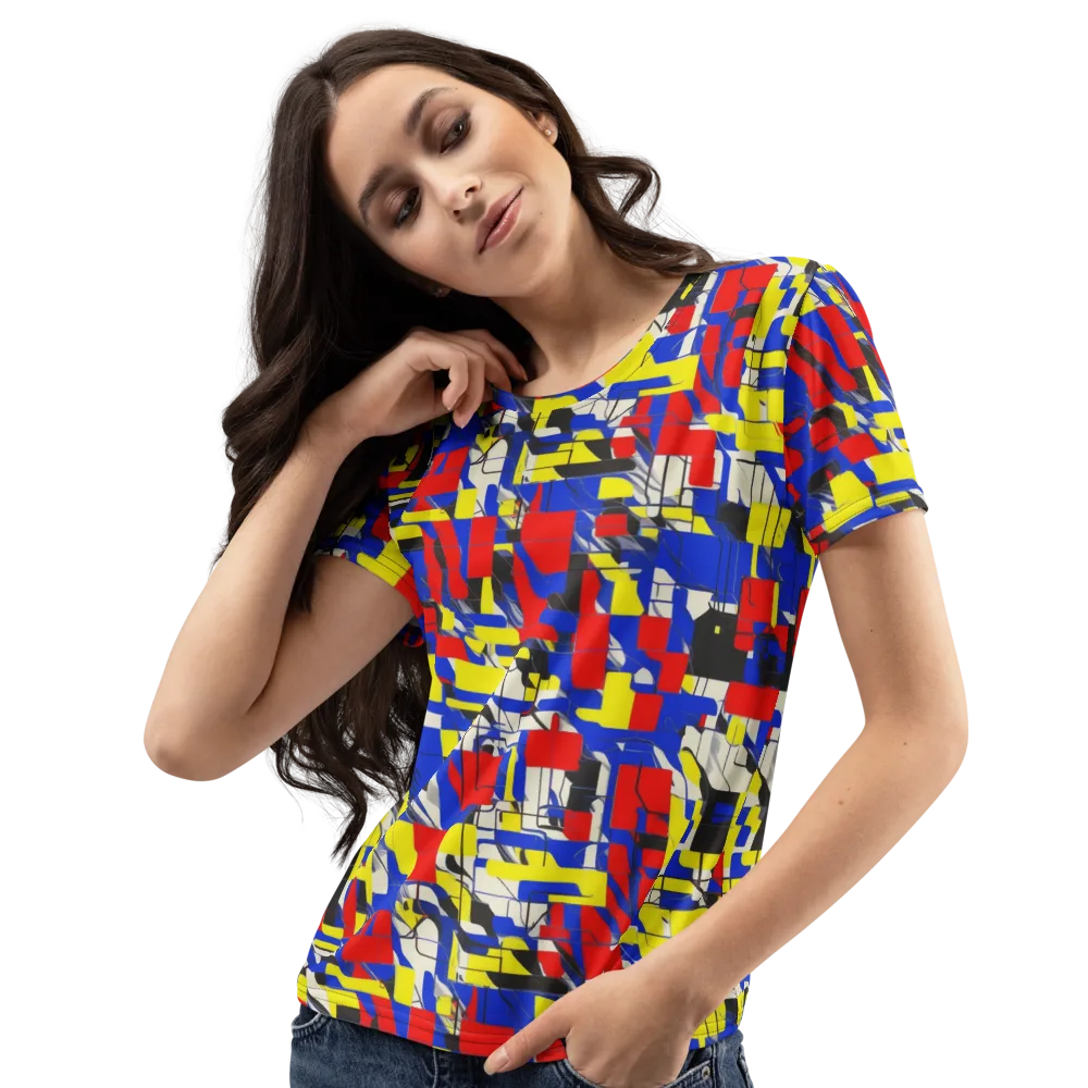 Electric Mondrian on Women's Crew Neck T-Shirt — Left Front