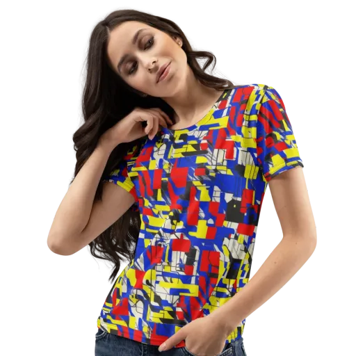 Electric Mondrian on a Women's Crew Neck T-Shirt