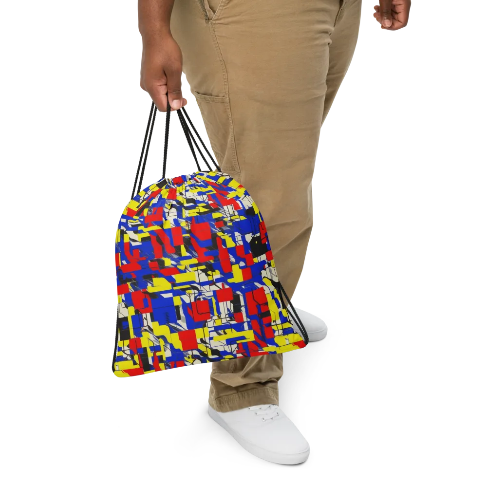 Electric Mondrian on Drawstring Bag — Front