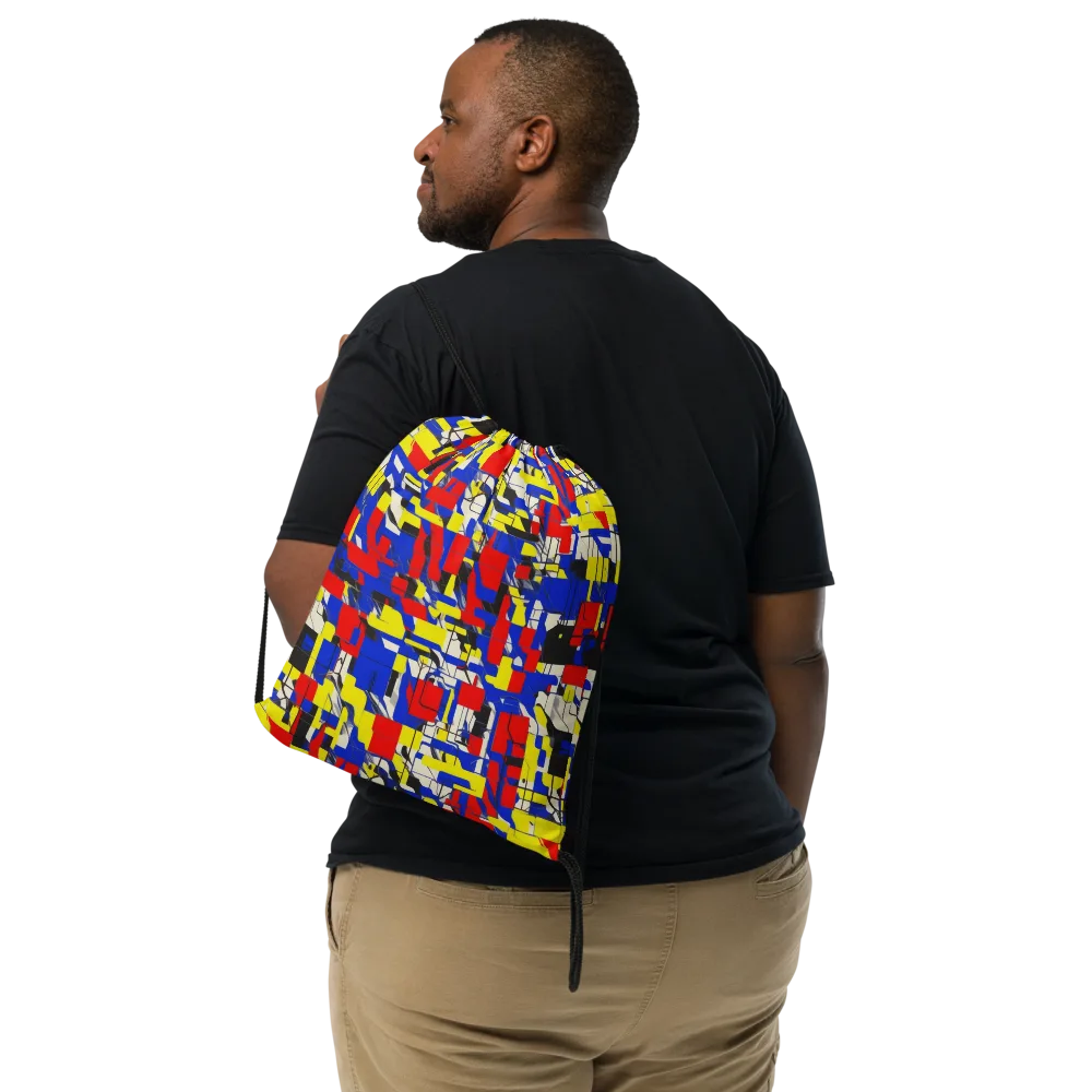 Electric Mondrian on Drawstring Bag — Front
