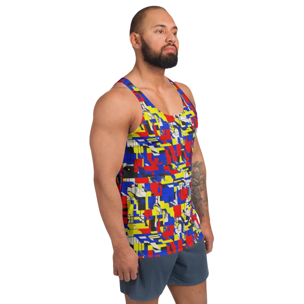 Electric Mondrian on Men's Tank Top — Right Front