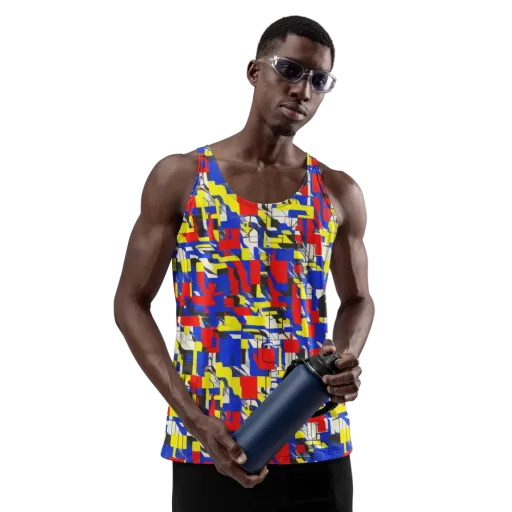 Electric Mondrian on a Men's Tank Top