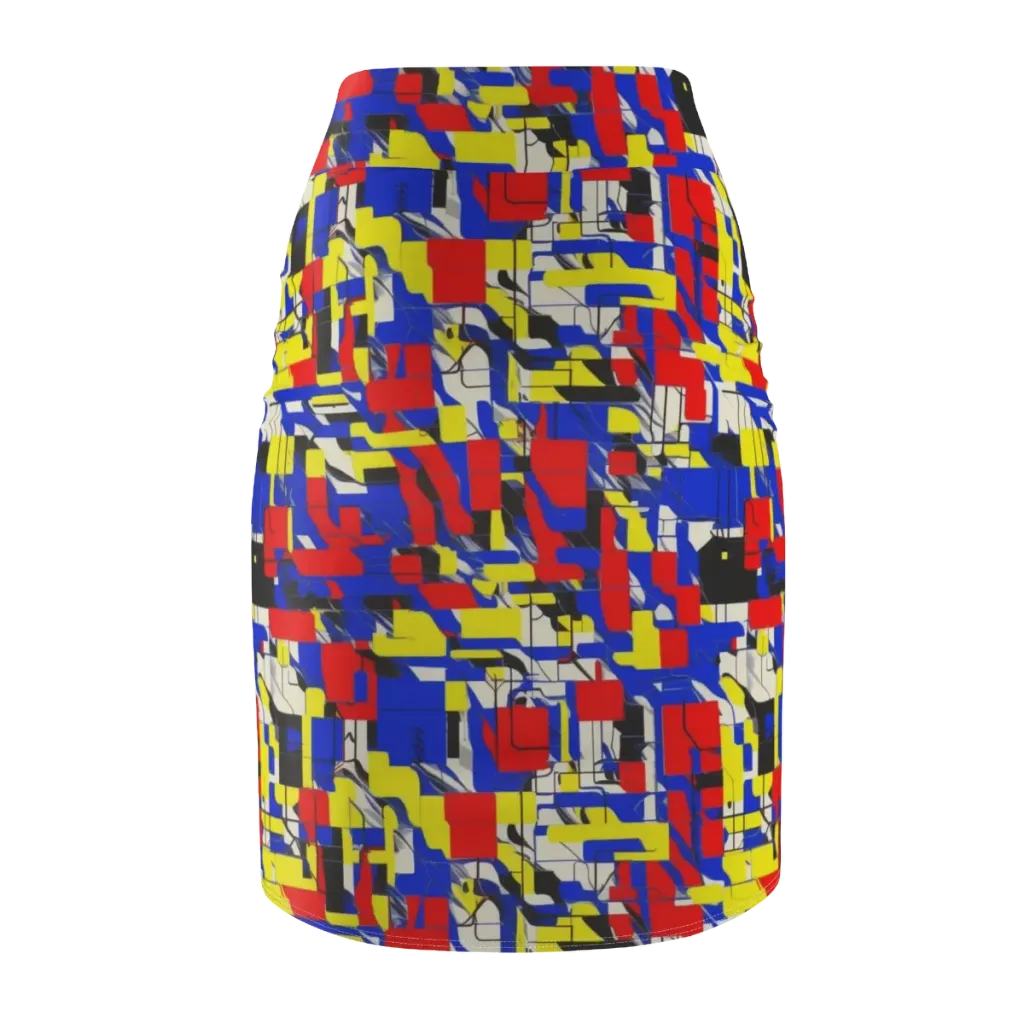 Electric Mondrian on Pencil Skirt — Back