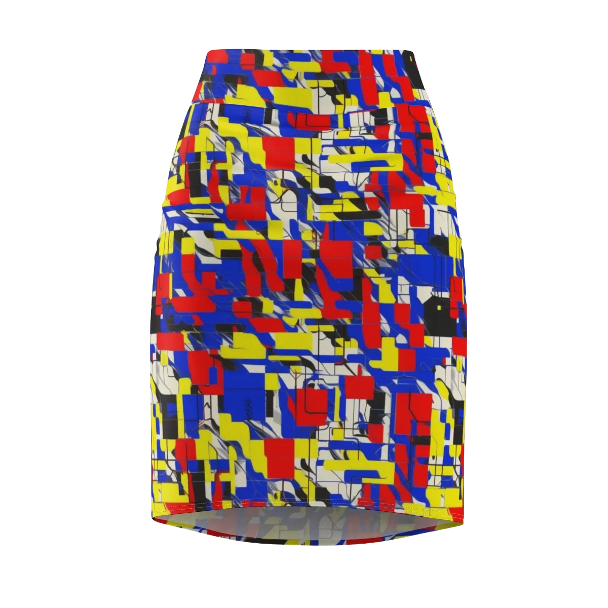Electric Mondrian on Pencil Skirt — Front