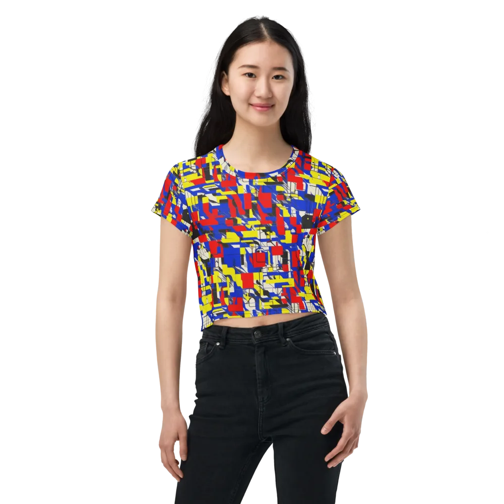 Electric Mondrian on Crop Tee — Front