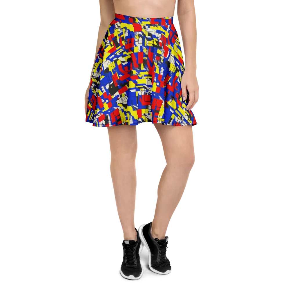 Electric Mondrian on Skater Skirt — Front