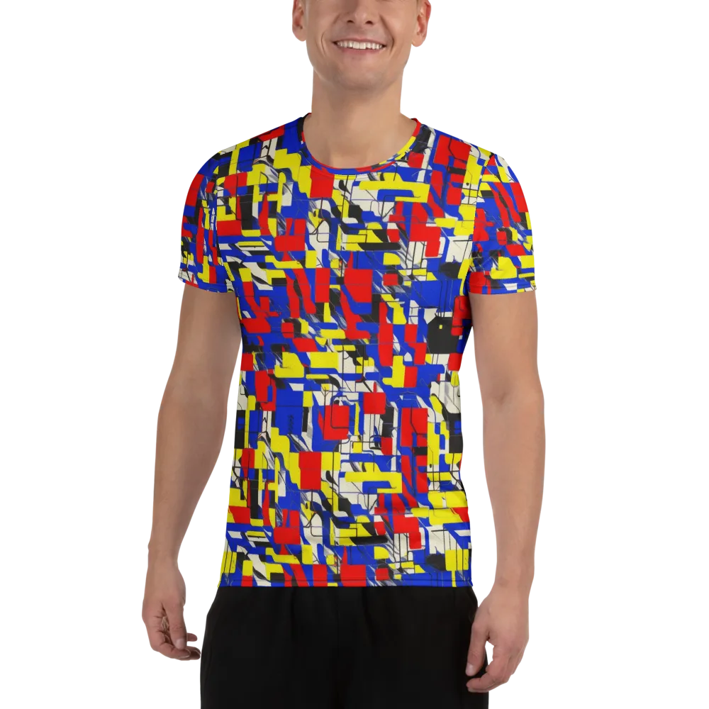 Electric Mondrian on Men's Athletic T-Shirt — Front