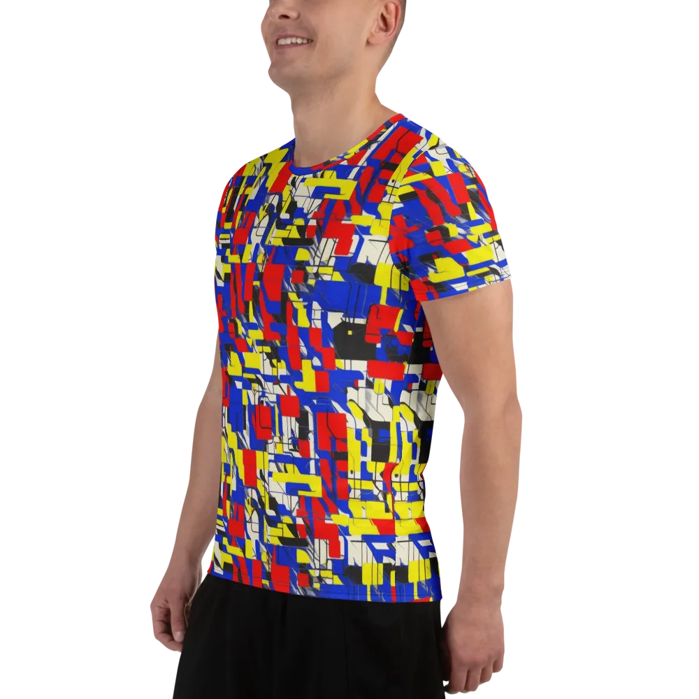Electric Mondrian on Men's Athletic T-Shirt — Left