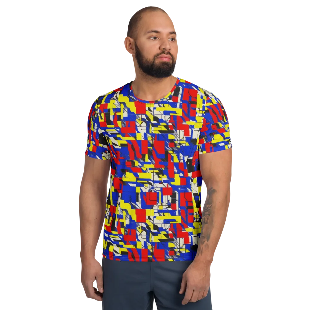 Electric Mondrian on Men's Athletic T-Shirt — Front