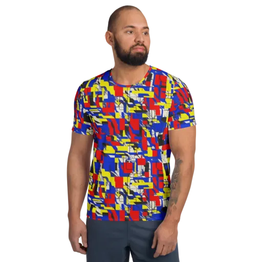 Electric Mondrian on a Men's Athletic T-Shirt
