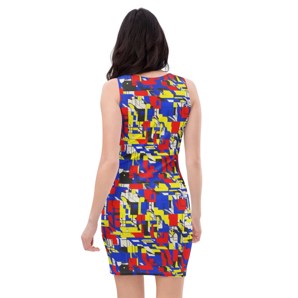 Electric Mondrian on Bodycon Dress — Back
