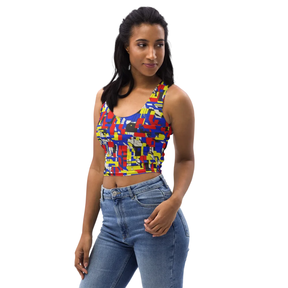 Electric Mondrian on Crop Top — Left Front