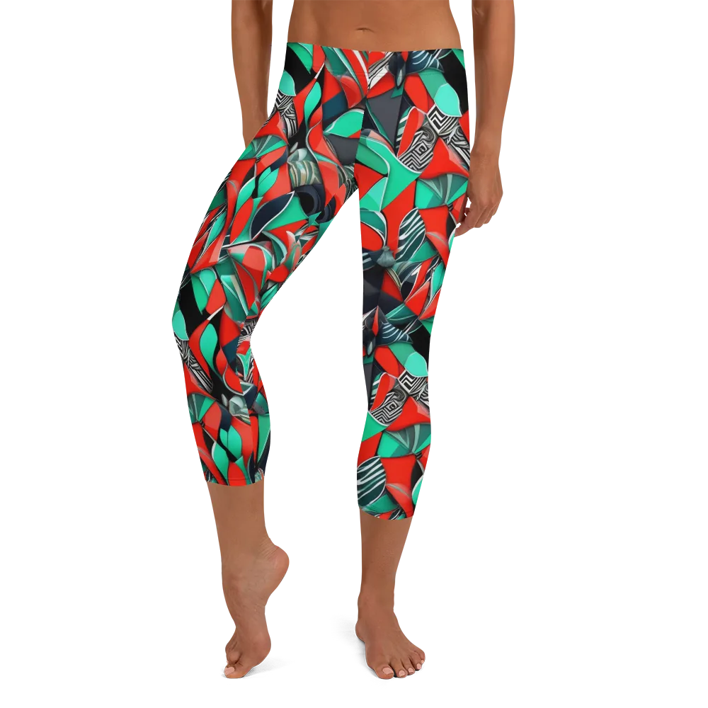 Neon Origami on Capri Leggings — Front