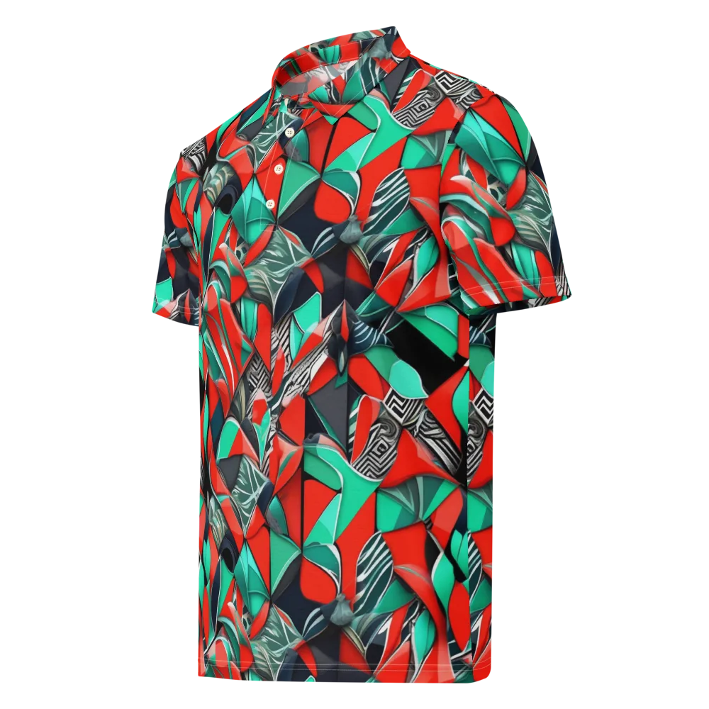 Neon Origami on Men's Slim Fit Polo Shirt — Left Front