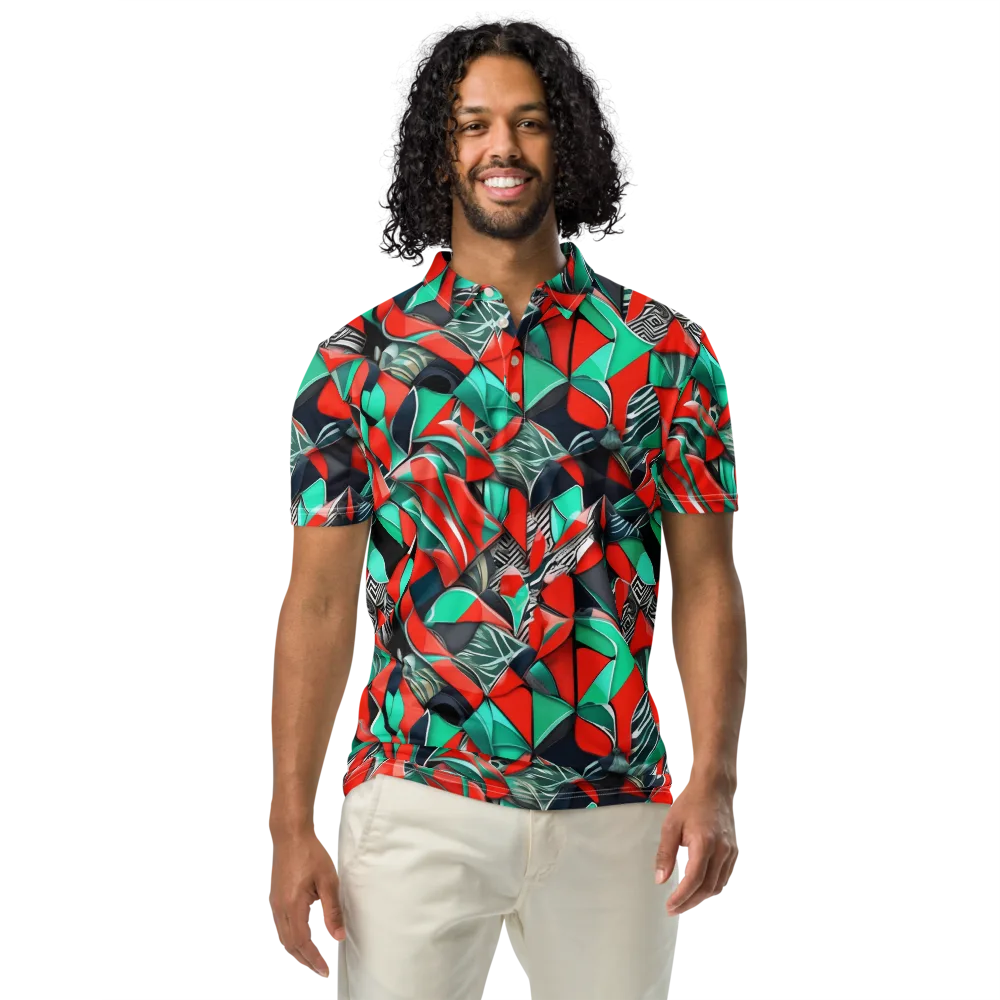 Neon Origami on Men's Slim Fit Polo Shirt — Front