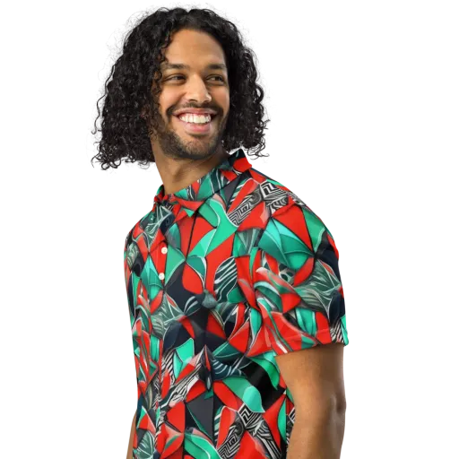 Neon Origami on a Men's Slim Fit Polo Shirt