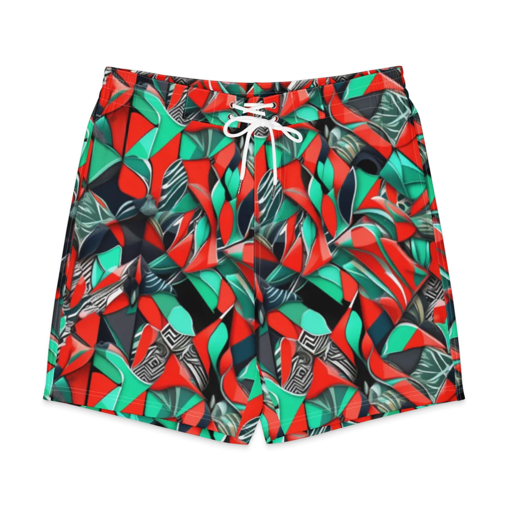 Neon Origami on Men's Board Shorts — Front