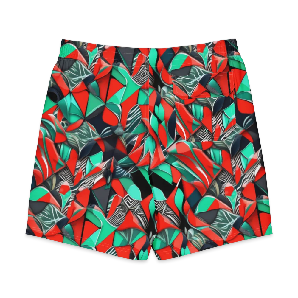 Neon Origami on Men's Board Shorts — Back