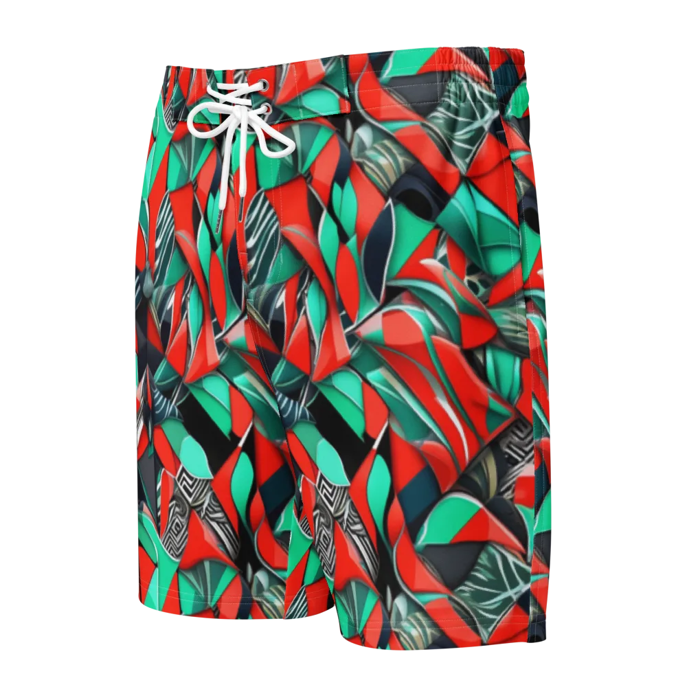 Neon Origami on Men's Board Shorts — Front