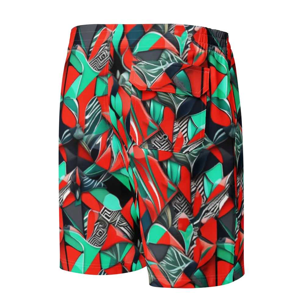Neon Origami on Men's Board Shorts — Back