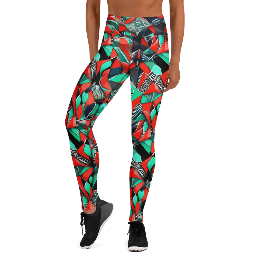 Neon Origami on Yoga Leggings — Front