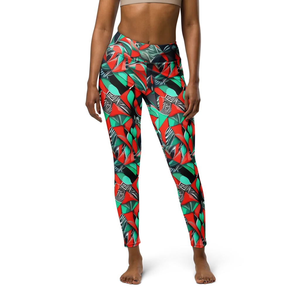 Neon Origami on Yoga Leggings — Front