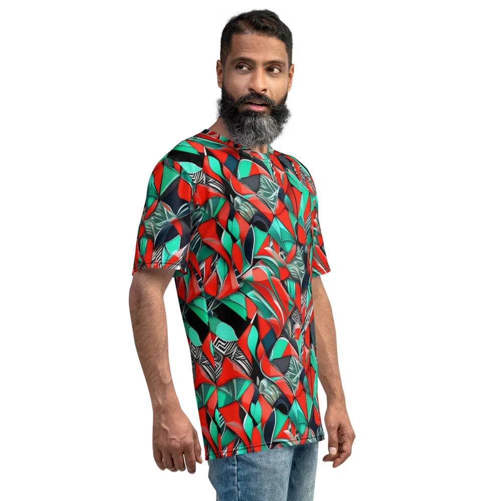 Neon Origami on Men's Crew Neck T-Shirt — Right