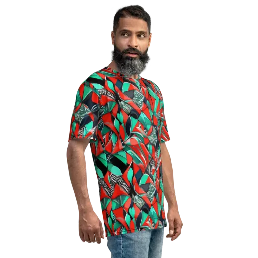 Neon Origami on a Men's Crew Neck T-Shirt