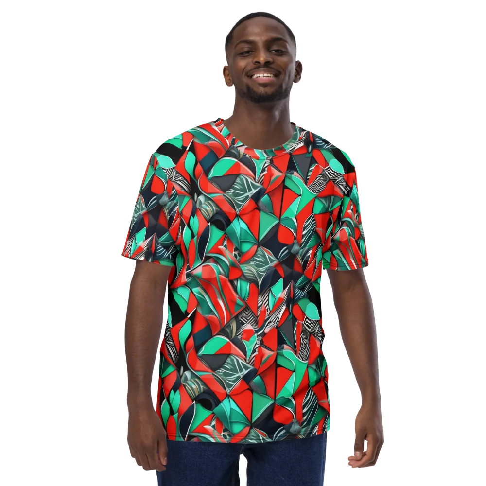 Neon Origami on Men's Crew Neck T-Shirt — Front